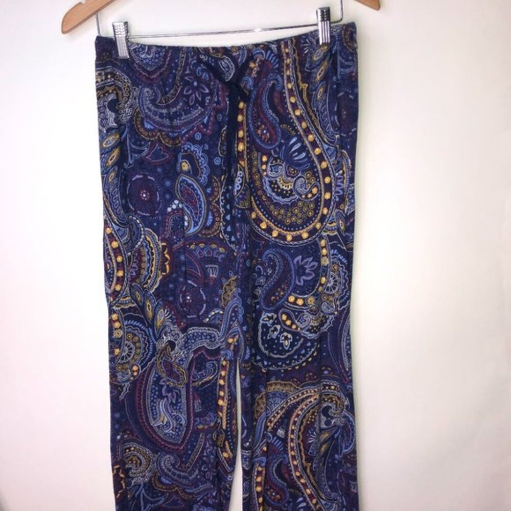 Liz Claiborne Pajama Pants Blue Paisley Print Medium 10/12
